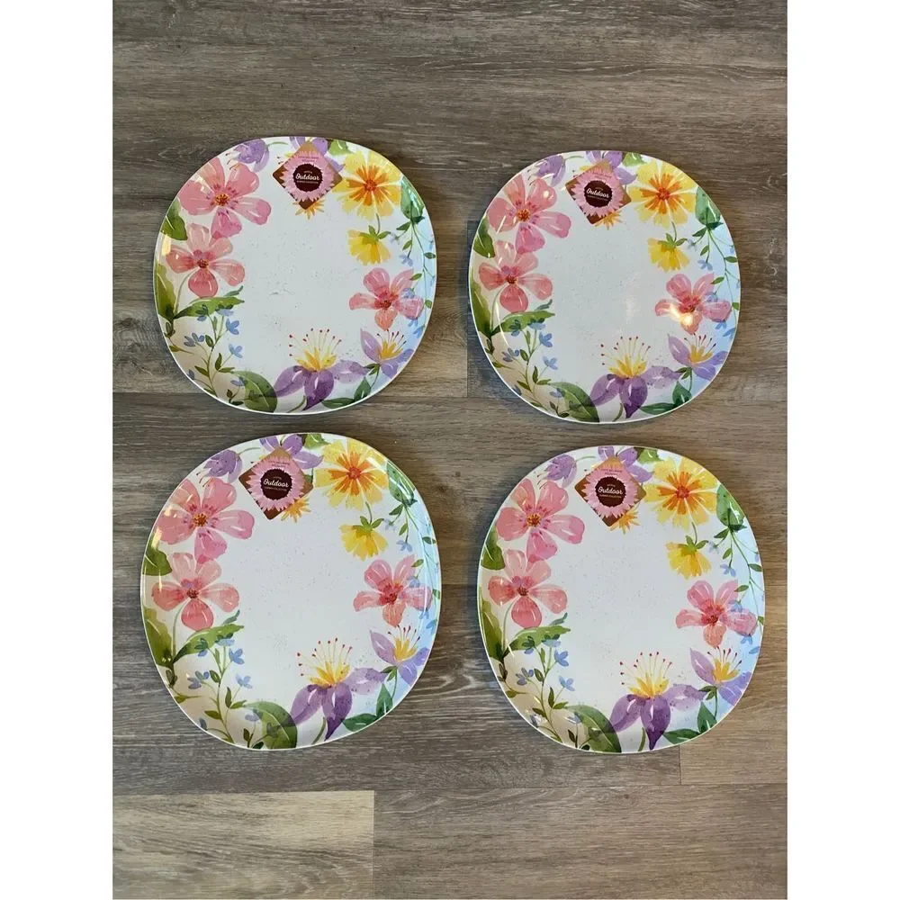 Melamine Indoor Outdoor Summer Collection Dinner Plates flowers Oval New set of
